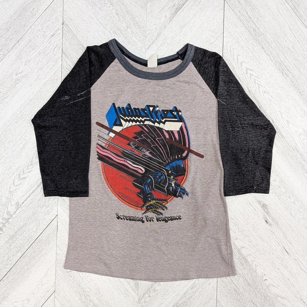 Vintage 80s Judas Priest Screaming Vengeance Tour Raglan Shirt - Picture 4 of 6